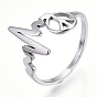 304 сердечко из нержавеющей стали с регулируемым кольцом в виде знака мира, широкое кольцо для женщин