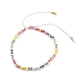 Bracelet réglable en perles naturelles et perles miyuki tressées pour femme