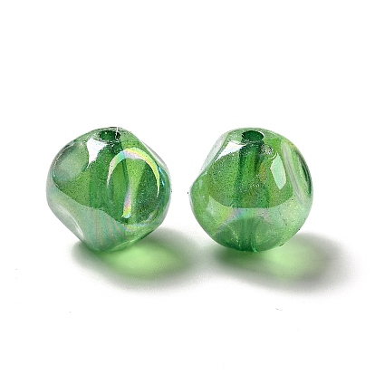 Perles acryliques transparentes, de couleur plaquée ab , ronde irrégulière