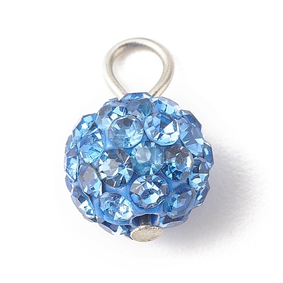 Polymer Clay Rhinestone Pendants, with 304 Stainless Steel Findings, Round
