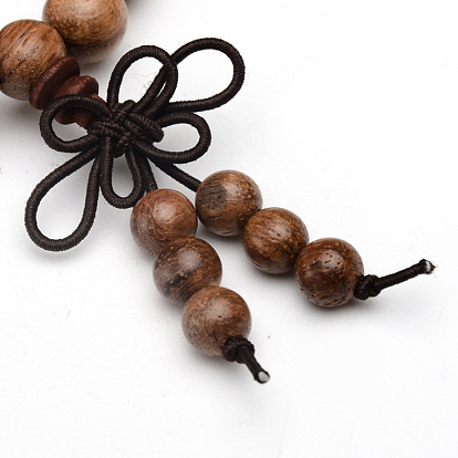 5 -revestimiento en bucle de joyería budista, pulseras / collares de cuentas de mala madera, rondo
