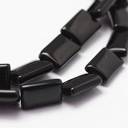 Natural Black Onyx Beads Strands, Grade A, Dyed & Heated, Rectangle