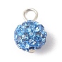 Polymer Clay Rhinestone Pendants, with 304 Stainless Steel Findings, Round