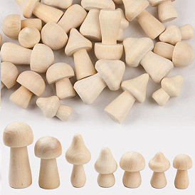 Décorations d'exposition en bois inachevé aux champignons, ornement miniature de maison de poupée, pour les enfants bricolage peinture artisanat