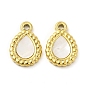 Natural White Shell Teardrop Charms, with Vacuum Plating Real 18K Gold Plated 201 Stainless Steel Findings