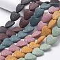 Dyed Natural Lava Rock Bead Strands, Heart, 20~21x20~21x7~8mm, Hole: 1mm, about 20pcs/strand, 15.55 inch