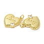 Brass Pave Cubic Zirconia  Pendants, with Jump Ring, Long-Lasting Plated, Lead Free & Cadmium Free, Heart
