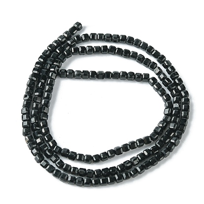 Perlas naturales turmalina negro hebras, facetados, cubo