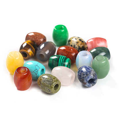 Gemstone European Beads, Large Hole Bead Beads, Barrel