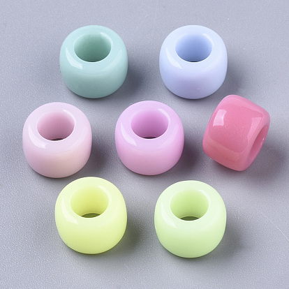 Opaque Acrylic European Beads, Large Hole Beads, Ring