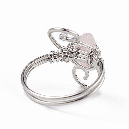 Крошка из натуральных смешанных драгоценных камней с вихревым кольцом на пальце, украшения из латунной проволоки для женщин