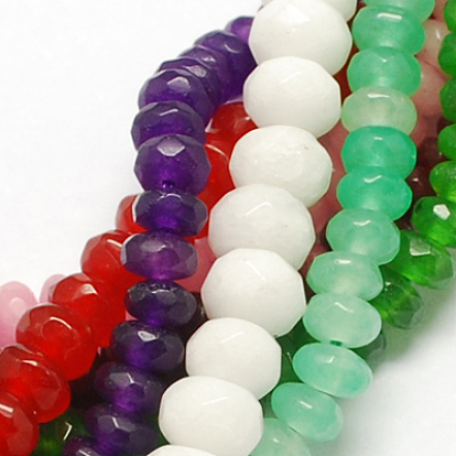 Jade naturel rangées de perles, teint, facette, rondelle