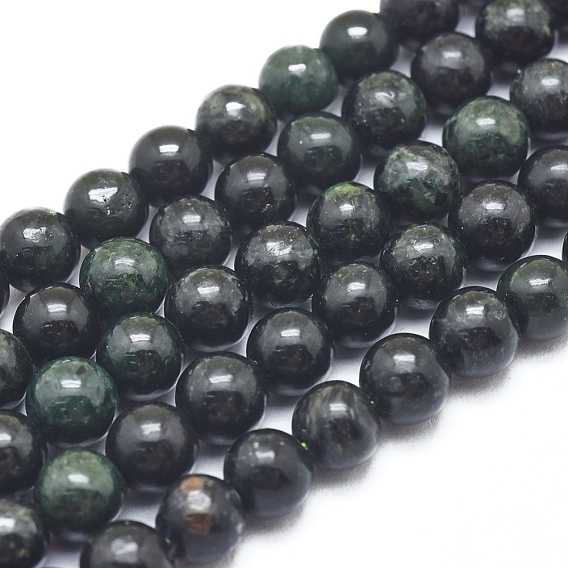 Brins de perles de jade noir natura myanmar, ronde