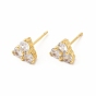 Brass Micro Pave Cubic Zirconia Stud Earrings for Women, Lead Free & Cadmium Free, Triangle