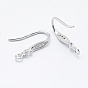 925 Sterling Silver Micro Pave Cubic Zirconia Earring Hooks, with 925 Stamp, Clear