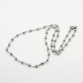 Ball Chain Necklace for Men, 304 Stainless Steel Necklaces, with Lobster Claw Clasps, 17.7 inch(45cm)