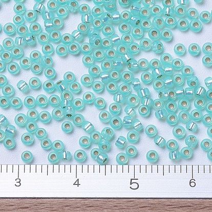 Perles rocailles miyuki rondes, perles de rocaille japonais, albâtre doublé d'argent
