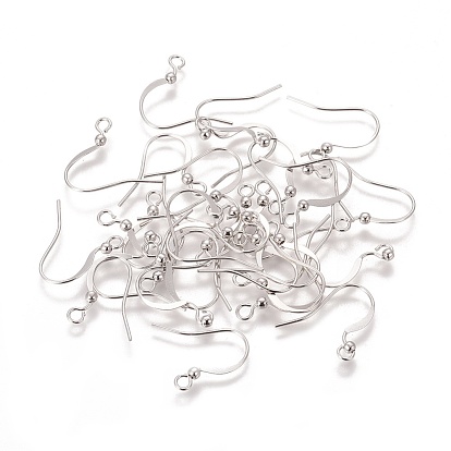 Crochets de boucle d'oreille français en laiton, crochets de boucle d'oreille plats, fil d'oreille, avec perles et boucle horizontale, Longueur 15mm, Jauge 21, pin: 0.7 mm, Trou: 2mm