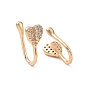 Clear Cubic Zirconia Heart Cuff Earrings, Brass Non-piercing Jewelry for Women