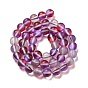 Electroplated Synthetic Moonstone Beads Strands, Dyed, Holographic Beads, Half AB Color Plated, Frosted, Round