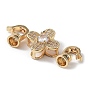 Rack Plating Brass Pave Clear Cubic Zirconia Fold Over Clasps, Flower, Cadmium Free & Lead Free, Long-Lasting Plated