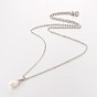 Grade AA Natural Freshwater Pearl Pendant Necklaces, with Brass Cable Chains and Brass Spring Ring Clasps, 17.3 inch 