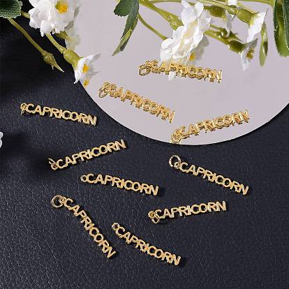 10Pcs Brass Pendants, with Jump Rings, Long-Lasting Plated, Constellation/Zodiac Sign, Golden
