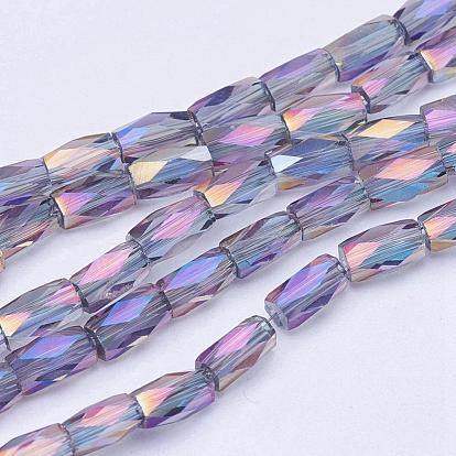 Гальванизируйте прозрачное стекло бисер нитей, с полным покрытием цвета радуги, граненые, колонка
