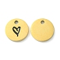 304 Stainless Steel Manual Polishing Charms, with Enamel, Flat Round with Heart