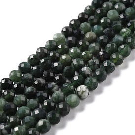 Natural Canada Jade Beads Strands, Faceted, Round