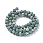 Natural China Silver Leaf Jasper Beads Strands, Dyed & Heated, Frosted, Round, Green