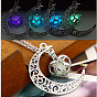 Collier pendentif cage de lune en alliage avec pierre de luminaires, bijoux phosphorescents pour femmes