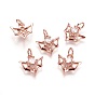 Brass Micro Pave Cubic Zirconia Charms, Long-Lasting Plated, Bat, Clear