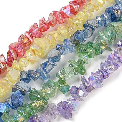 Electroplated Natural Quartz Beads Strands, Nuggets