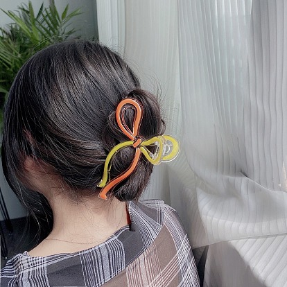 Enamel Bowknot Plastic Large Claw Hair Clips, for Women Girl Thick Hair