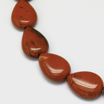 Hebras de cuentas de jaspe rojo en forma de lágrima, 18x13x6 mm, agujero: 1 mm, sobre 23 unidades / cadena, 15.9 pulgada