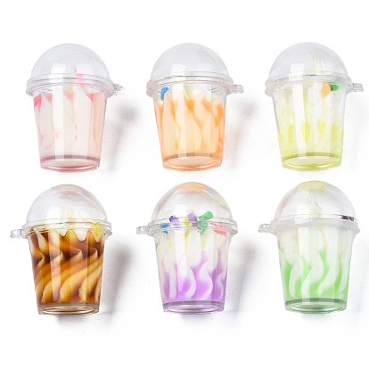 Resin Pendants, Imitation Ice Cream Cup Pendants, with Acrylic Cup & Polymer Clay Decor
