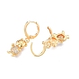 Clear Cubic Zirconia Bear Dangle Leverback Earrings, Brass Jewelry for Women, Cadmium Free & Nickel Free & Lead Free