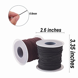 2 rouleaux 2 couleurs cordon élastique rond enveloppé de fil de nylon, 0.8mm, environ 54.68 yards (50m)/rouleau