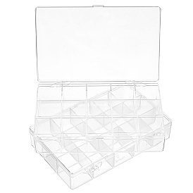 SUPERFINDINGS Polystyrene Bead Storage Containers, 15 Compartments Organizer Boxes, with Hinged Lid, Rectangle