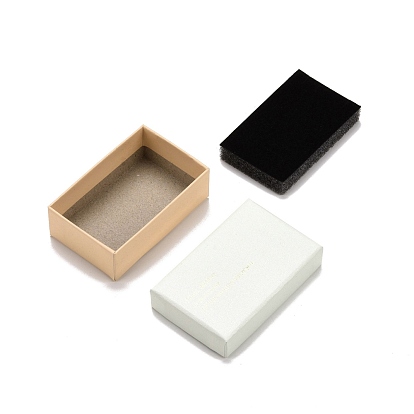 Boîtes à bijoux en carton, avec éponge noire à l'intérieur et couvercle à pression, pour colliers et bague, rectangle avec mot