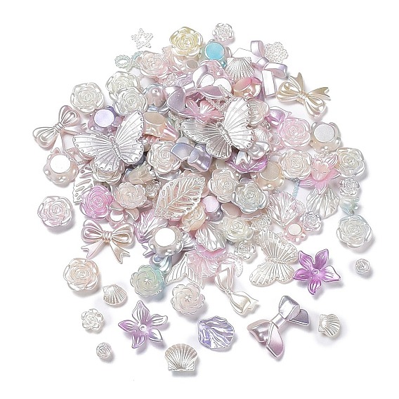 Kits de recherche de fabrication de bijoux de style dégradé de couleur bricolage, y compris perle en plastique, cabochon, lien et pendentifs, Formes papillon/feuille/fleur/nœud papillon/coquille/étoile