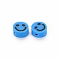 Handmade Polymer Clay Beads, Flat Round with Smiling Face