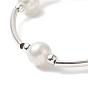 Bracelet extensible en perles de verre et hématite synthétique et tube de laiton pour femme
