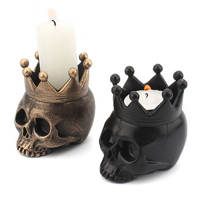 Portavelas de resina con tema de halloween, cráneo, para la boda, festival, fiesta y ventana, la decoración del hogar