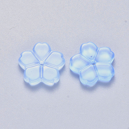 Transparent Single Face Spray Painted Glass Beads, Flower