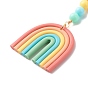 Porte-clés pendentifs en argile polymère et alliage d'émail faits à la main, avec perles acryliques et fermoir porte-clés en alliage, arc-en-ciel et visage souriant