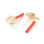 Alloy Stud Earring Findings, with 925 Sterling Silver Pin and ABS Plastic Imitation Pearl, with Loop, Teardrop