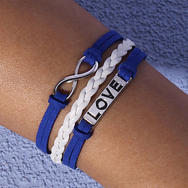 European and American Fashion Leather Bracelet with Vintage LOVE Wing Hand Jewelry - Personalized