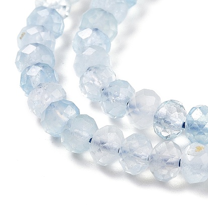 Natural Aquamarine Beads Strands, Faceted, Rondelle